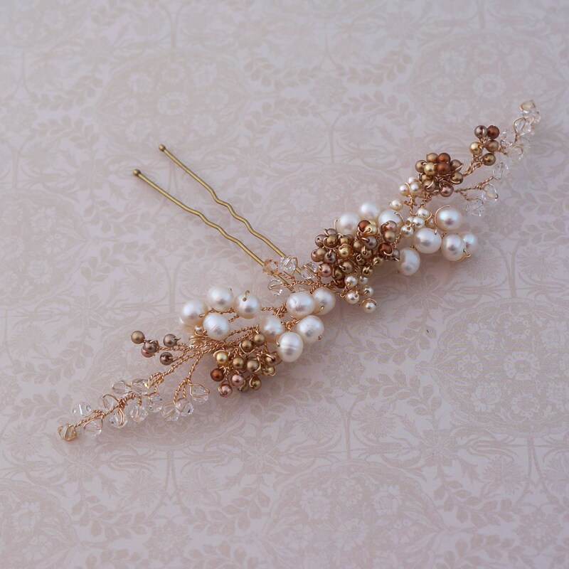 Swarovski Pearl Bridal Headpiece - Wedding Tiara - Wedding Hair Piece Gold Wedding Headband Swarovski Wedding Hair Jewelry Bridal Hair Vine
